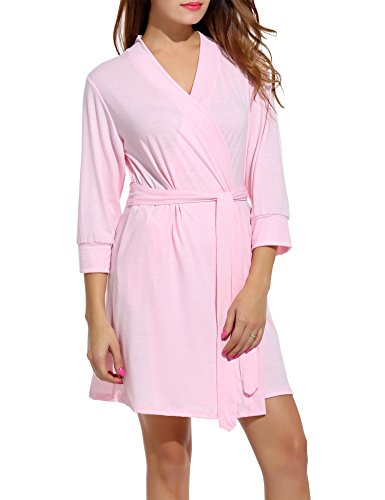 Image of HOTOUCH Womens Robe Lightweight Short Knit Bathrobe Soft Ladies Sleepwear with Pockets