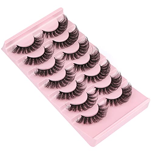 Mink Eyelashes 20Mm Cat Eye Lashes Fluffy Mink Lashes Pack Wispy Natural D Curl Volume Strip False Eyelashes 7 Pairs Fox Eye By Heyalice (Hy1) #TOP5