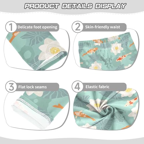 Girls' Leggings Marine Nature Fish Lily Ankle Length Printed Leggings Comfort Pants for Kids 4-10 Years4