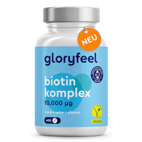 Biotin Hochdosiert 10.000mcg - 400 Tabletten (+1 Jahr) - Biotin Zink Selen für Haut, Haare & Nägel* - Mit Vitamin C, Silizium & B5 - Hoch bioverfügbar (Zinkbisglycinat + D-Biotin) - Laborgeprüft