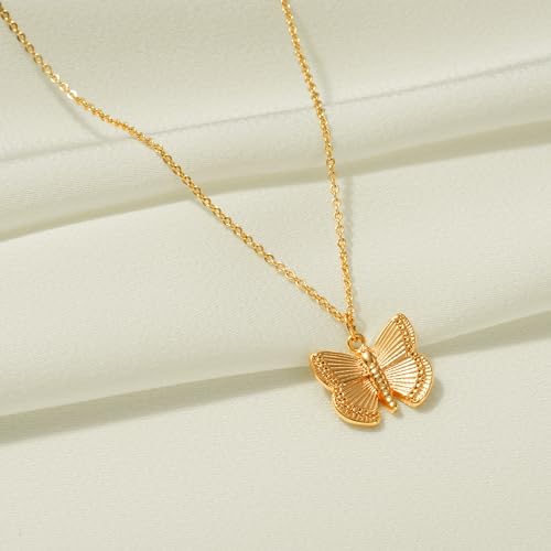 Fettero Gold Necklace for Women Dainty Butterfly Pendant Necklace 14K Gold Plated Animal Necklace Jewelry for Everyday Wear4