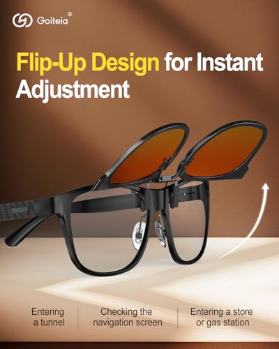 Image of Goiteia Oversized Night Driving Glasses Clip on For Driving-Polarized Anti Glare From Headlights,Framed To Conceal Glasses