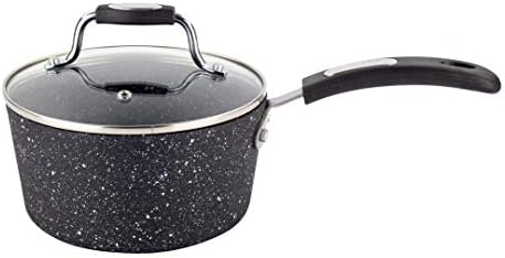 Scoville Neverstick 18cm Saucepan - Non-Stick, Anti-Scratch, Soft Touch Handle, Medium Cooking Pot with Vented Glass Lid, Black