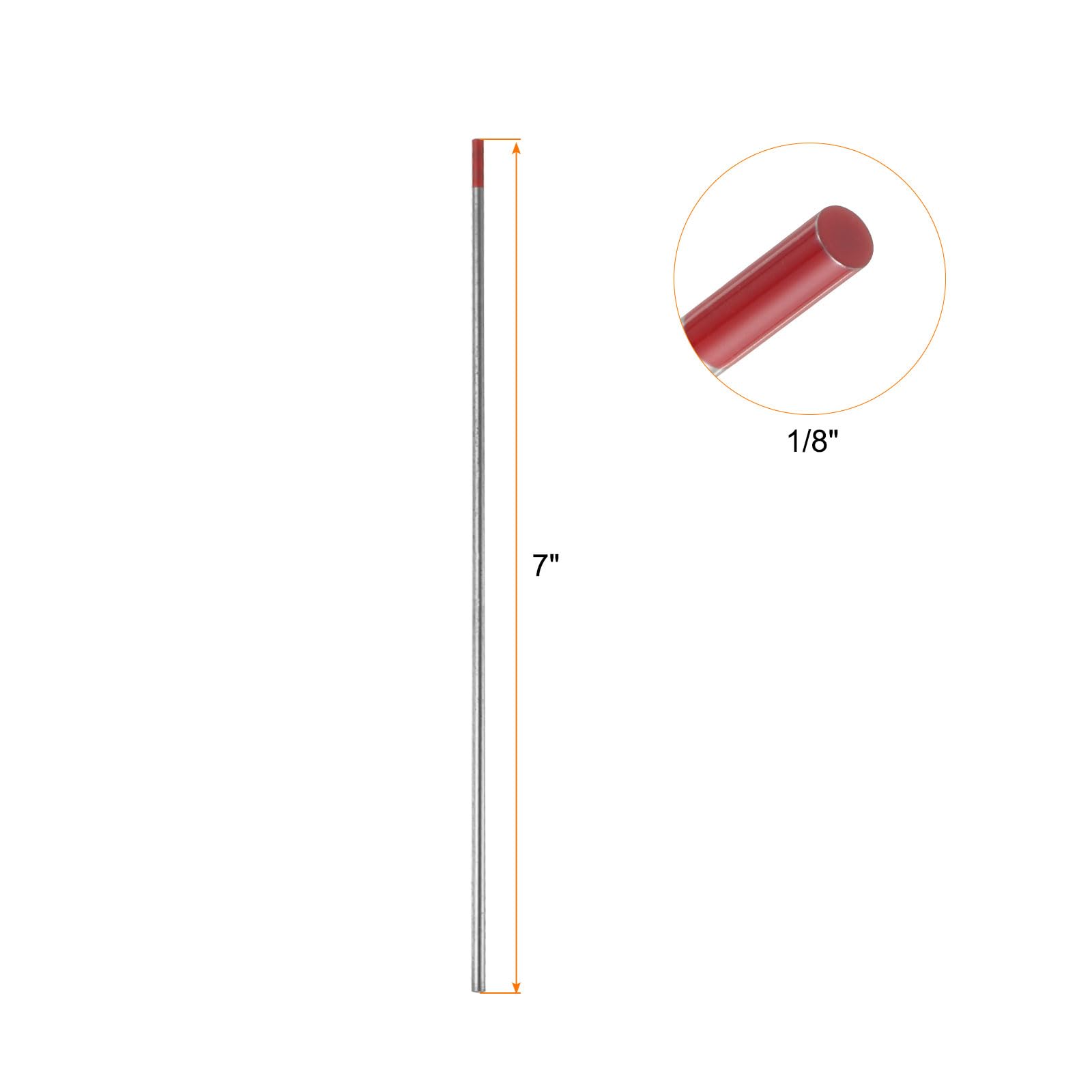 QUARKZMAN 10pcs Électrodes De Tungstène 1/8" x 7" 1.8-2.2% Rouge WT20 | Pour Soudage TIG, Pour Soudage Acier Inoxydable, Soudage Alliage Aluminium Magnésium Industrie Fabrication
