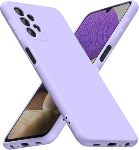 Image of DIZORO Microfiber Candy Case Compatible for Samsung Galaxy A32 4G Shockproof Slim Back Cover Liquid Silicone Bumper Camera Protective Phone Cover (Purple)
