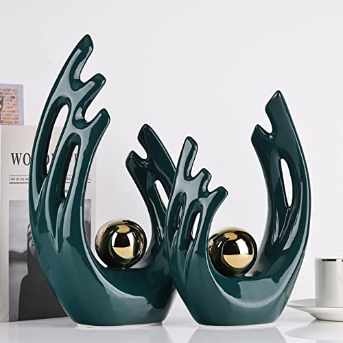XMGZQ Green Home Decor Accents, Coffee Table Funky Decor Modern Aesthetic Room Decor, Teal Abstract Art Statue Decor Center Piece for Dinning Room,for Light Luxury Decorations for Stores,Living Rooms - Image 4