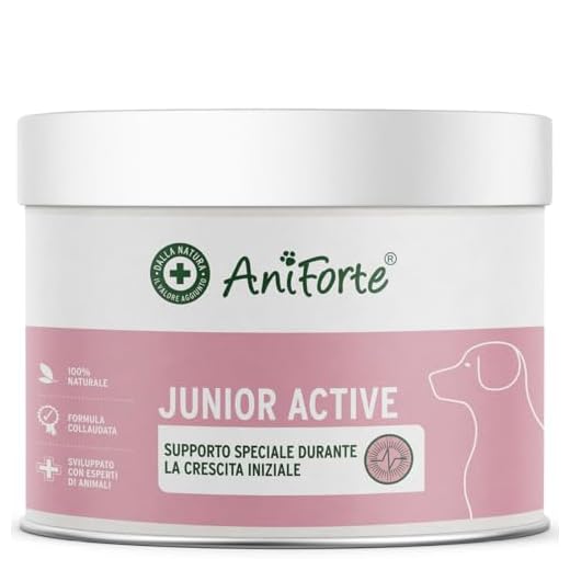 AniForte Junior Active für Welpen und Junge Hunde 250g - Für Knochen, Sehnen, Bänder, Zahn Entwicklung von Welpen & Junghunden. Puppy Ergänzung mit Kalzium, Vitaminen und Mineralien