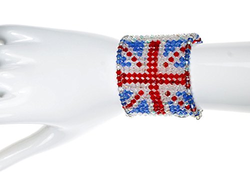 Karen Curtis Womens Swarovski Crystal British Flag Cuff Bracelet #TOP2