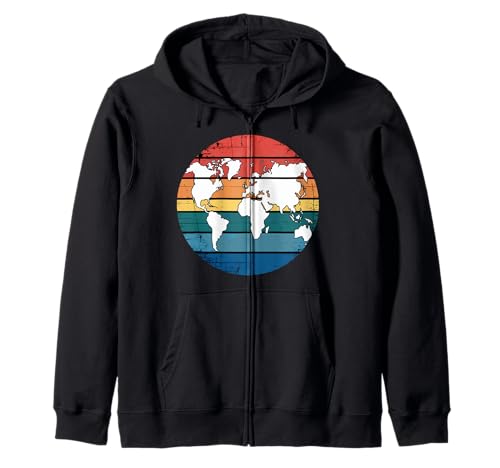 Mapa Colorido Tierra Países Continente Geografía Mapamundi Sudadera con Capucha