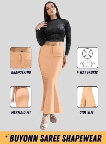 Image of Saree Shapewear Petticoat for Women | Stretchable Saree Shaper | Shapewear for Saree | Petticoat Innerwear | Saree Skirt for Women | Shape Wear for Dresse & Sarees