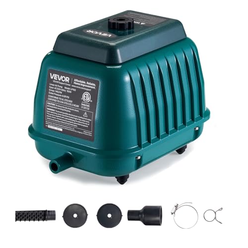 VEVOR Commercial Linear Air Pump 2219 GPH | High Output Aerator for Septic Tanks Large Pond Aeration Wastewater Treatment Systems | Up to 11ft Deep for Fish Farms Hydroponics Restaurants