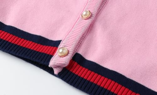 Image of LittleSpring Girls Knit Sweater Outfits Cherry Cardigan and Skirt Sets