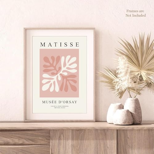 Djmwtb Matisse Abstract Canvas Wall Art Set of 3 Pink Flower Market Poster Prints Modern Aesthetic Pictures Minimalist Wall Decor Painting for Living Room Bedroom Bathroom 16"x24"x3 Unframed