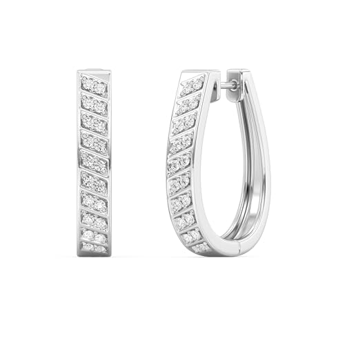 GILDED Lab-Grown Diamond Hoop Earrings for Women, Sterling Silver Hinged Hoops – Elegant Jewelry Gift box included