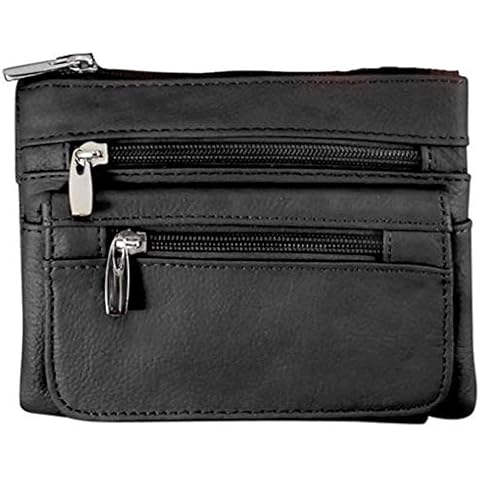 Silver Fever® Leather Bike Rider Accordion Bag Cross Body Belt Phone Pack Pouch (Black) Cover