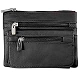 Silver Fever Leather Bike Rider Accordion Bag Cross Body Belt Phone Pack Pouch (Black)