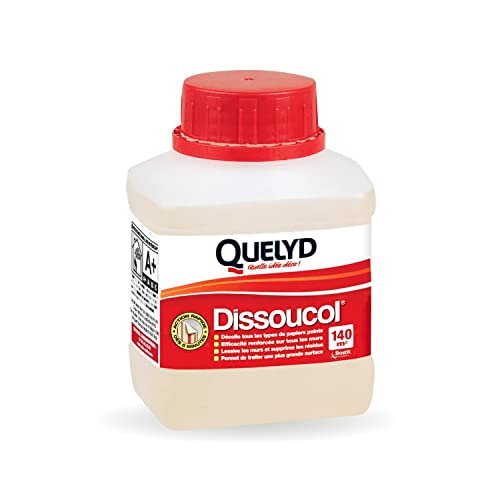 Quelyd Décolleur Papier Peint Surpuissant Dissoucol – Efficace en 5 Minutes sur Tous les Murs et Tous les Papiers Peints – Lessive et Supprime les Résidus – 1 Flacon 250 ml (140 m²)