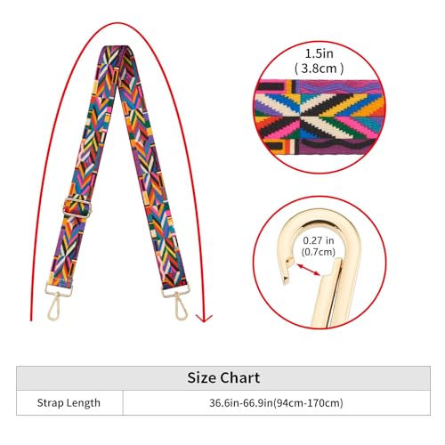 Image of ZOOEASS Wide Shoulder Strap Adjustable Replacement Belt Guitar Style Crossbody Bag Handbag Strap Multicolor Canvas Straps(Wide:1.5in)(Color1)