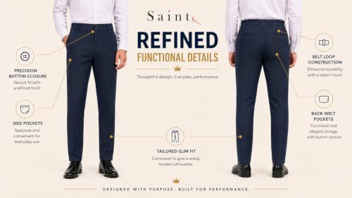 Image of SaintX Men's 4-Way Stretchable, Wrinkle Resistant, All-Day Comfort Trousers | 2 inch Expandable Waistband | Lightweight & Flexible Everyday Wear | EasyMove Office & Casual Wear (Style 37)
