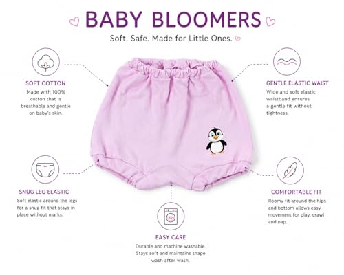 Image of 100% Cotton Baby Bloomers | Unisex Printed Bottoms for Infants & Toddlers | Soft & Comfortable | Elastic Fit Designs - Pack of 6 Multicolour