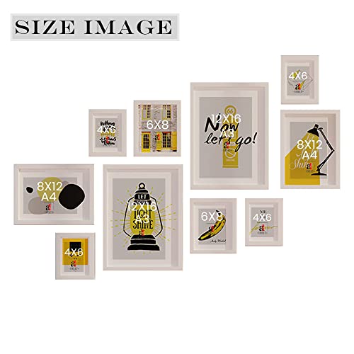 Image of PAINTINGMANTRA Wall Decor Yellow Light Shine Set of 10 Framed Art Prints Paintings for Home Gallery & Office (Size - 2-12 x 16, 2-8 x 12, 2-6 x 8 & 4-4 x 6 Inches)