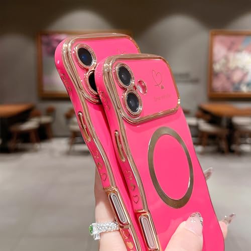 Coque iPhone 16 Plus MagSafe rose chic avec cadre ondulé