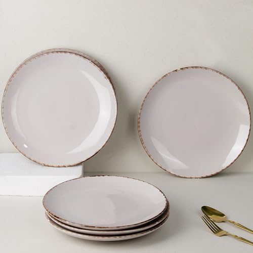 Image of The Earth Store Glossy Lavender Marble 10 Inch Ceramic Dinner Plates Microwave & Dishwasher Safe Ceramic Plates for Dinner | Full Plates Set of 6 | Dinner Full Plates