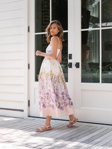 Image of TEMOFON Sandals for Women Flat Dressy Summer Flower Sandals with Ankle Strap Comfortable Casual Walking Flat Sandals Size 5-11