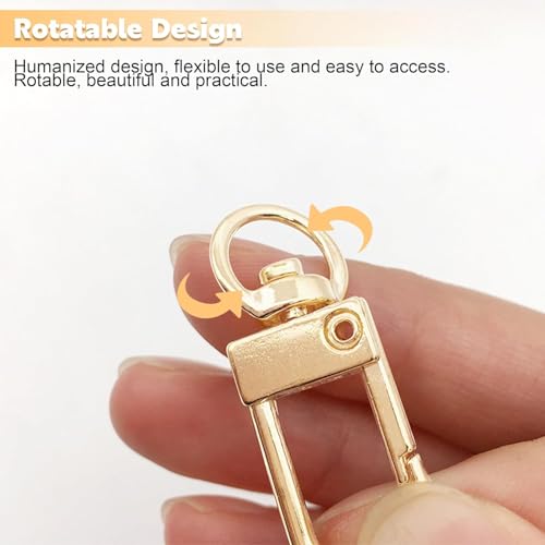 Image of Tia Strap Buckles Metal Clasps Lobster for Handbag, Spring Ring, Purse Dog Hook, Key Chain Swivel Trigger Snap Hook DIY and Purse Making Accessories (Golden Push Gate Hook Swivel-Premium-33x10mm, 6)