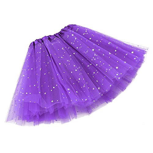 Sibba Sparkle Tutu Rock Ballett Tanz Skorts 3 Lagen Tüll Pailletten Sterne Röcke Rollenspiele Geburtstag Prinzessin Party für Mädchen Kleinkinder 2-7 Jahre Sport Outdoor Kleidung Kostüm