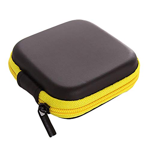 Gysad Geldbörse Headset-Tasche PU Rechteck-Reißverschluss für Münzen,Kleingeld,Schlüssel und kleine Sache Damen Mädchen Geschenk(Gelb) 7.5 * 7.5 * 2.5CM Cover