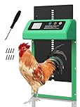 Automatic Chicken Coop Door, Aluminum Automatic Chicken Door with Anti-Pinch Feature, Timer and LCD Display (Green)