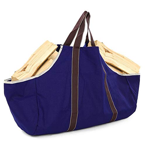 Sbeautli Sostenedor del Bolso de la Lona de leña Registro de Madera de Asas de la leña for chimeneas Camping Estufas de Playas para Viajes al Aire Libre Mochila Unisex (Color : Blue)