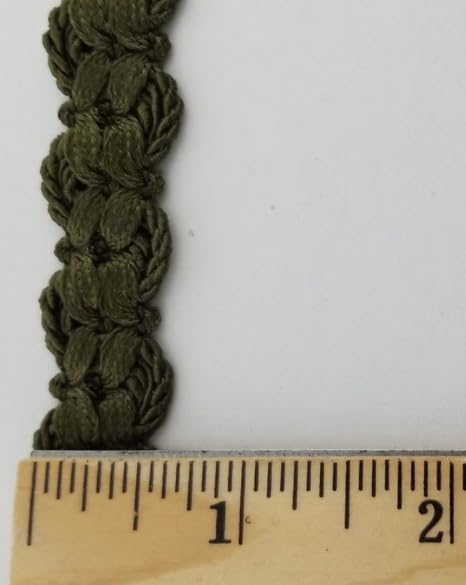 Generic 1 Pcs 3/4"" Dark Olive Double Scalloped Braid Gimp Trim 12 Continuous Yards -Rk5