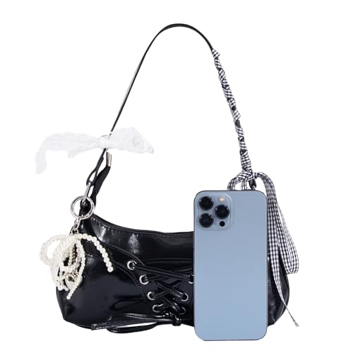 Image of Cute Y2k Purse for Women, Star Embroidery Pattern with Chain Strap Shoulder Bag, Goth Style Cute Mini Purse