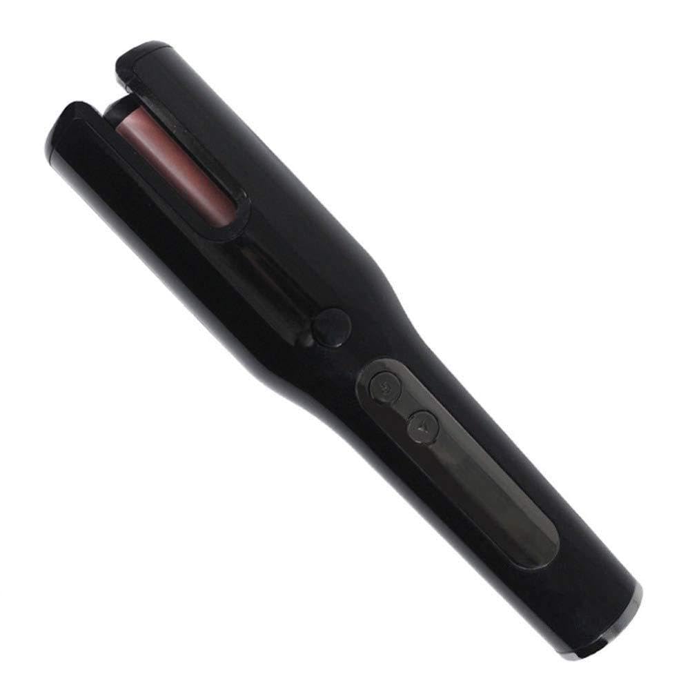 Arricciacapelli Ferro Arricciacapelli Automatico Senza Fili Bacchetta Di Curling Rotante Elettrica Display Display LCD Controllo Della Temperatura Di Ricarica USB E Impostazione Del Timer.,Black