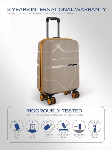 Image of Safari Broadway 8 Wheels 55cm Cabin Size Trolley Bag, Hard Case Polypropylene, 360 Degree Wheeling Carry-on Luggage for Men & Women, Suitcase for Travel, Trolley Bags for Travel, Fossil