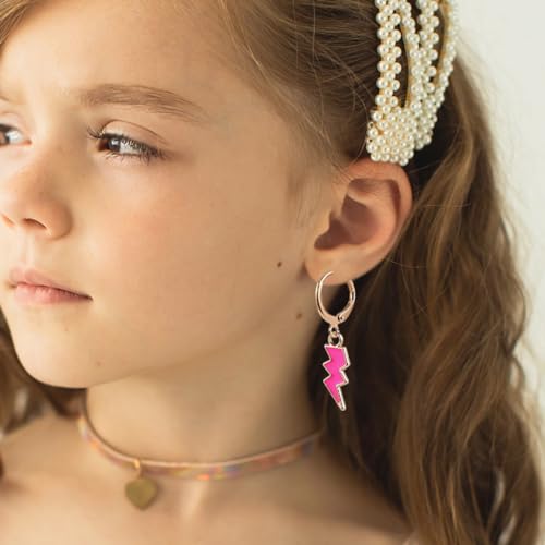Image of Smiley Face Earrings Huggie Hoop Y2K Preppy Happy Lightning Bolt Heart Star Small Dangle Colorful Gold White Red Pink Yellow Blue Jewelry