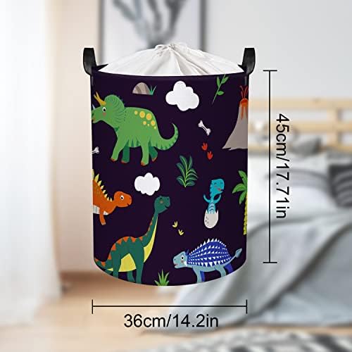 Adorable Dinosaur Laundry Basket for Boys Collapsible Black Toy Storage Basket for Bedroom, 45L