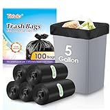 Teivio 5 Gallon 100 Counts Black Trash Bags Garbage Bags, Bathroom Trash Can Bin Liners, Small Plastic Bags for Home Office Kitchen Kitchen, Black