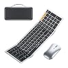 ProtoArc Foldable Keyboard and Mouse, XKM01 True Full-Size Folding Wireless Keyboard Mouse for Business Travel, a Portable Office Suite On-The-Go, Compatible with Laptop iPad Tablet – Black Silver