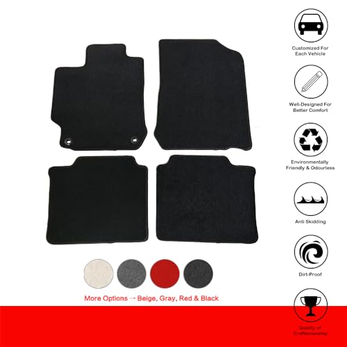 Floor Mats Compatible with 2012-2017 Toyota Camry, Black Nylon Front Rear Flooring Protection Interior Carpets 4PC By IKON MOTORSPORTS, 2013 2014 2015 2016 by IKON MOTORSPORTS - Image 2