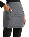 JACK SMITH Women's Grey Puffer Quilted Skirt Insulated Warm Winter Snow Skorts for Hiking Running Golf Outdoors Zipping Both Way