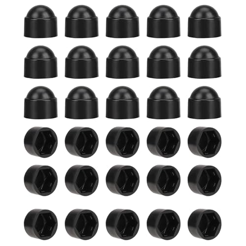 30 Pcs Black Nut and Bolt Protective Dome Cove,M10 Plastic Screw CapsBolt Dome Cover,Waterproof Dustproof Hex Nut Protective Cover,for Hex Hexagon Screws for Mechanical,Valves(17mm Spanner)
