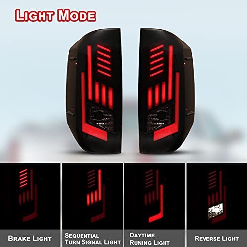 Nixon Offroad Sequential Tail Lights, LED Taillights Assembly for 2014-2022 Toyota Tundra, LED Sequential Turn Signals, DRL, Brake Lights Tail Lamps Sets, Passenger & Driver Sides (Smoke Lens) - Thumbnail 6