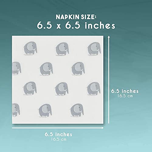 Elephant Paper Napkins For Baby Shower Party (6.5 X 6.5 Inches, 150 Pack) #TOP5