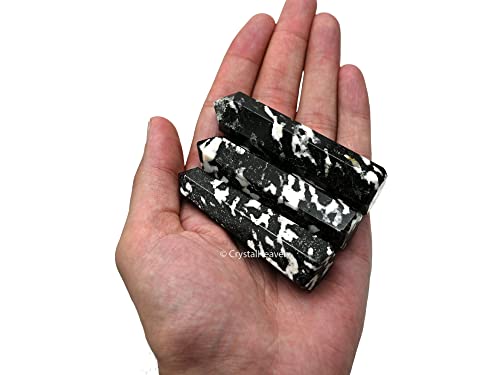 Image of Certified Black and White Tourmaline Crystal Tower Obelisk Point for Chakra, Healing and Balancing - AAA Grade Original Certified Gemstone Agate for Reiki Meditation Yoga Spiritual (2-3 Inches)