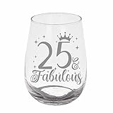 Always Looking Good 25th Birthday Gifts for Women 25 & Fabulous Engraved stemless Gin Glass Present for 25 Year Old Ladies stemless Gin Glass Laser Engraved Elegant stemless 25th Gin Glass - Image 4