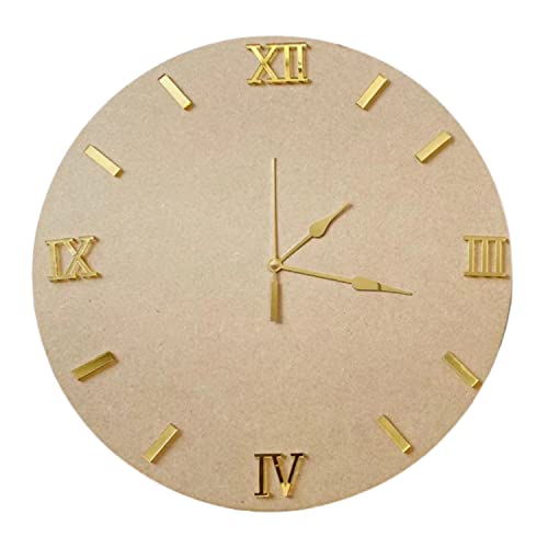 Image of R H LIFESTYLE DIY Clock Making Kit Round Wooden MDF Base Roman Number Clock Hands Clock Movement Machine Resin Art Kit (10 INCH)