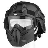 VPZenar Airsoft Mask and Helmet, Black Tactical Helmet, Mask, Cosplay Gear for Kids, Men